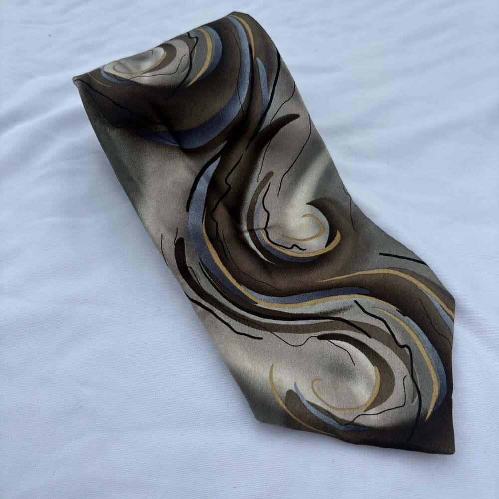 J. Garcia Collection Fifteen Silk Necktie Brown Swirl Abstract Paris In The Rain